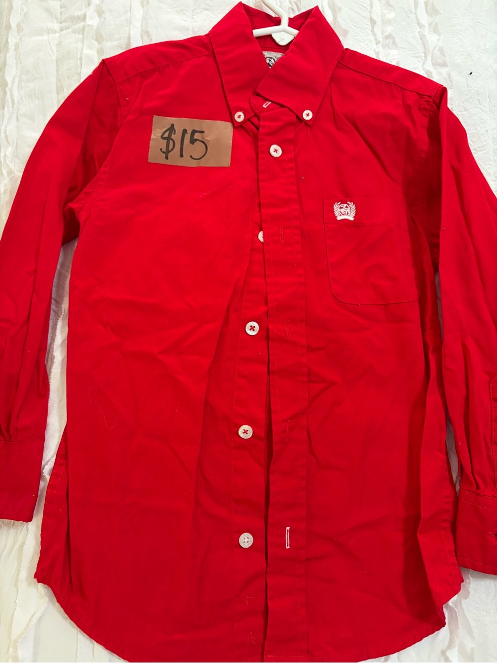 Cinch Red Long-Sleeve Button-Up Shirt